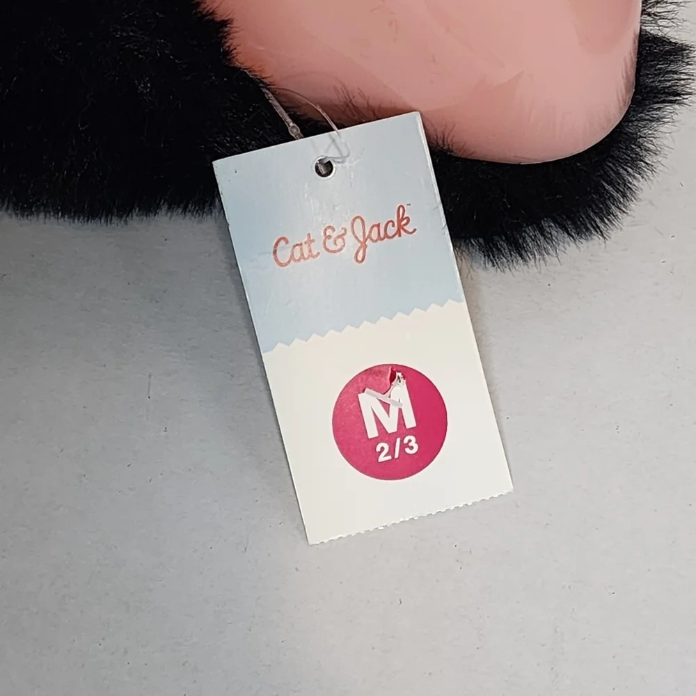 Cat & Jack Black Faux Fur Women's Slippers